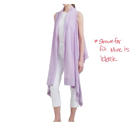 DKNY BLACK LINEN KNIT OPEN FRONT SWEATER VEST MULTIWAY INFINITY WRAP - Picture 2 of 15